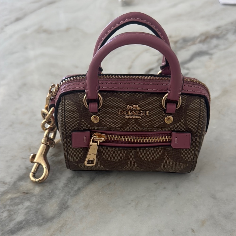 Coach Brown and Purple Mini Bag with Gold-Tone Hardware